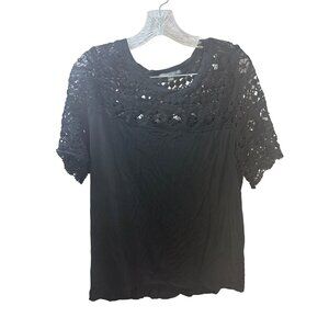 Threads 4 Thought Black Lace Crochet Top